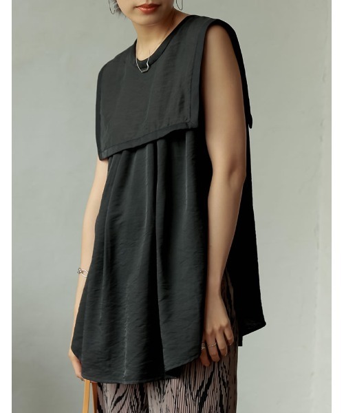 Re:EDIT（リエディ）の「前後2WAYシアービッグカラークレープブラウス（シャツ/ブラウス・レディース・ブラック/ホワイト/テラコッタ・MEDIUM）」の19枚目の写真