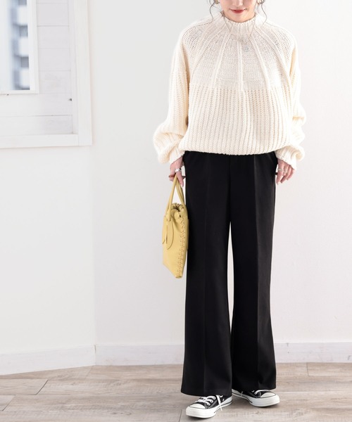 classicalelf(クラシカルエルフ)の「美脚叶う。ストレッチ起毛センタープレスパンツ(スラックス・レディース・ブラック/アイボリー/モカ/グリーン・SMALL/MEDIUM/LARGE/X-LARGE)」の13枚目の写真