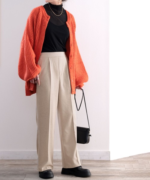 classicalelf(クラシカルエルフ)の「美脚叶う。ストレッチ起毛センタープレスパンツ(スラックス・レディース・ブラック/アイボリー/モカ/グリーン・SMALL/MEDIUM/LARGE/X-LARGE)」の8枚目の写真