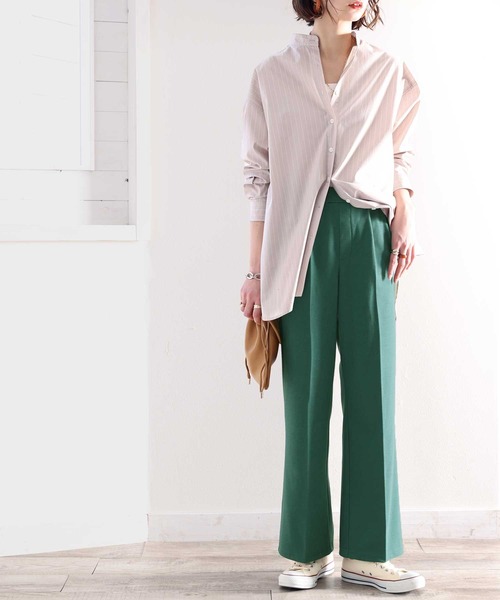 セール】美脚叶う。ストレッチ起毛センタープレスパンツ（スラックス