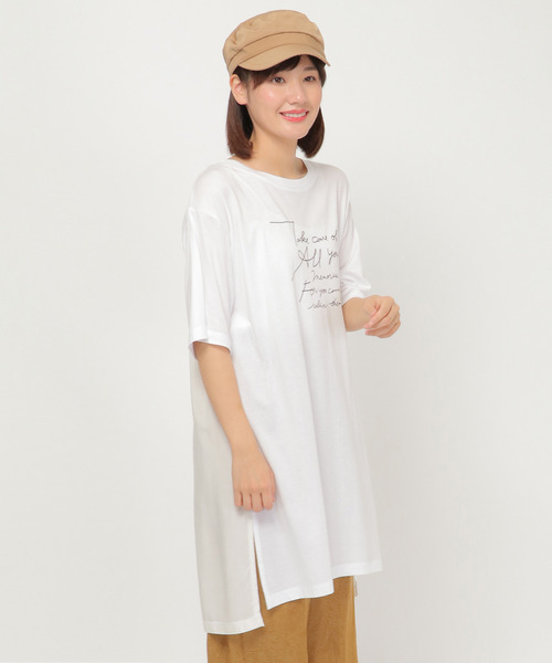 LBC(エルビーシー)の「フハク切り替えプリントロングtee(Tシャツ/カットソー・レディース・ブラウン/オフホワイト/チャコールグレー・M)」の18枚目の写真