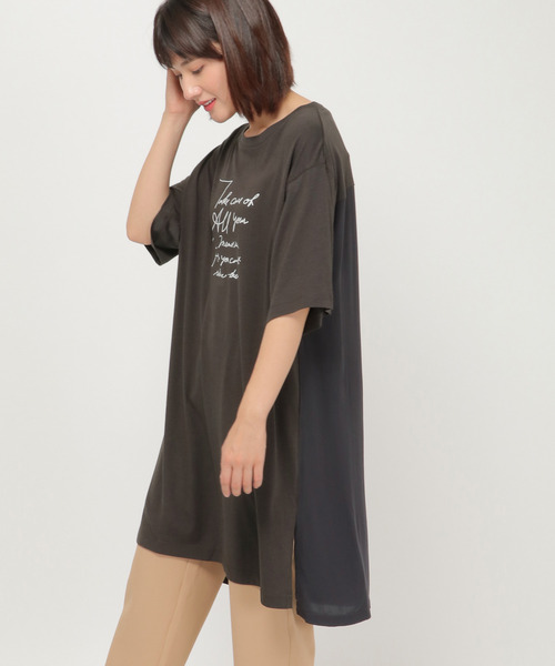 LBC(エルビーシー)の「フハク切り替えプリントロングtee(Tシャツ/カットソー・レディース・ブラウン/オフホワイト/チャコールグレー・M)」の20枚目の写真
