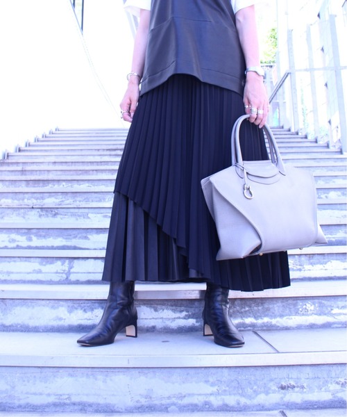 Scrap Book（スクラップブック）の「【CYAN TOKYO】異素材レイヤープリーツスカート（スカート・レディース・ブラック・FREE）」の5枚目の写真