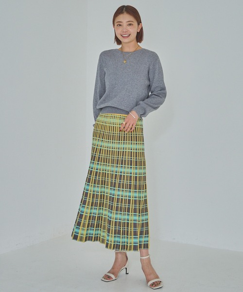 LAVEANGE（ラビアンジェ）の「チェックプリーツニットスカート