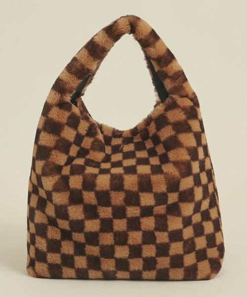 BEAUTY&YOUTH UNITED ARROWS（ビューティーアンドユースユナイテッドアローズ）の「BY フェイクファー チェッカーショルダーバッグ -2WAY- ∴（ショルダーバッグ・レディース・ブラック/ブラウン・FREE）」の4枚目の写真