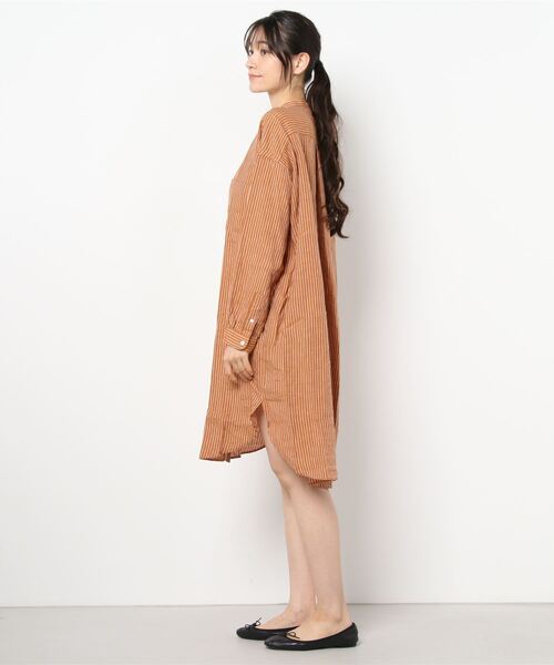 GYMPHLEX（ジムフレックス）の「GYMPHLEX/ジムフレックス　ストライプワンピース　L/STRIPE ONEPIECE（シャツワンピース・レディース・オレンジ/グレー・14）」の11枚目の写真