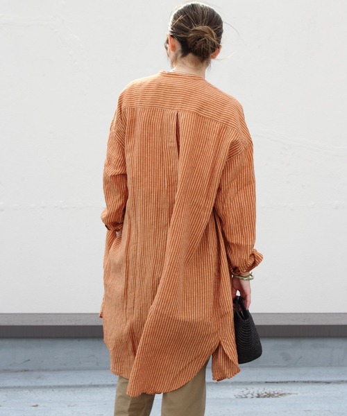 GYMPHLEX（ジムフレックス）の「GYMPHLEX/ジムフレックス　ストライプワンピース　L/STRIPE ONEPIECE（シャツワンピース・レディース・オレンジ/グレー・14）」の10枚目の写真