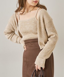 Chico | メランジショート丈カーディガン+キャミSET(ニット/セーター)