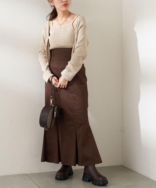 Chico（チコ）の「メランジショート丈カーディガン+キャミSET（ニット/セーター・レディース・ブラック/アイボリー/ブラウン/グリーン・FREE）」の13枚目の写真