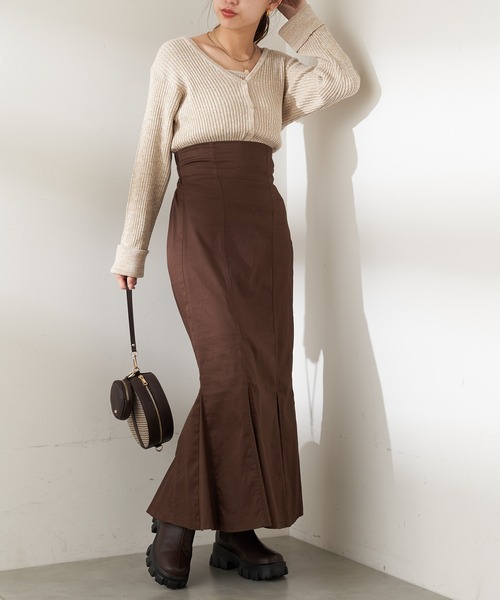 Chico（チコ）の「メランジショート丈カーディガン+キャミSET（ニット/セーター・レディース・ブラック/アイボリー/ブラウン/グリーン・FREE）」の5枚目の写真