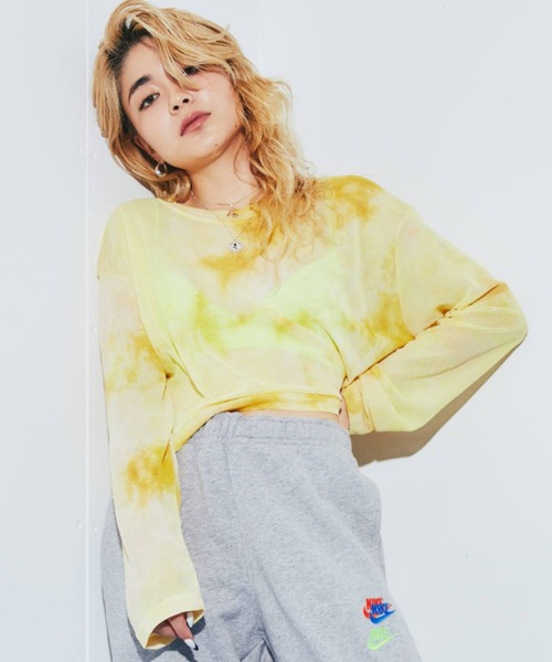 atmos pink(アトモスピンク)の「atmos pink タイダイ オーガンジー トップス(Tシャツ/カットソー・レディース・ブルー/イエロー/グリーン・FREE)」の3枚目の写真