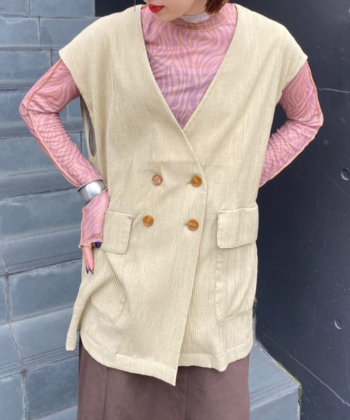 w closet（ダブルクローゼット）の「メッシュアウトロックハイネック（Tシャツ/カットソー・レディース・ブラック/パープル/オフホワイト/オレンジ/ピンクベージュ・FREE）」の4枚目の写真