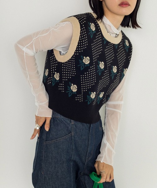 w closet（ダブルクローゼット）の「メッシュアウトロックハイネック（Tシャツ/カットソー・レディース・ブラック/パープル/オフホワイト/オレンジ/ピンクベージュ・FREE）」の7枚目の写真