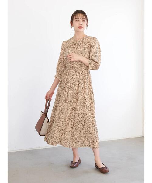 earth music&ecology（アースミュージックアンドエコロジー）の「ヴィンテージライクフラワーワンピース（ワンピース・レディース・ブラック/その他6/ライトベージュ・FREE）」の12枚目の写真