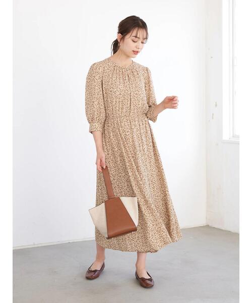 earth music&ecology（アースミュージックアンドエコロジー）の「ヴィンテージライクフラワーワンピース（ワンピース・レディース・ブラック/その他6/ライトベージュ・FREE）」の14枚目の写真