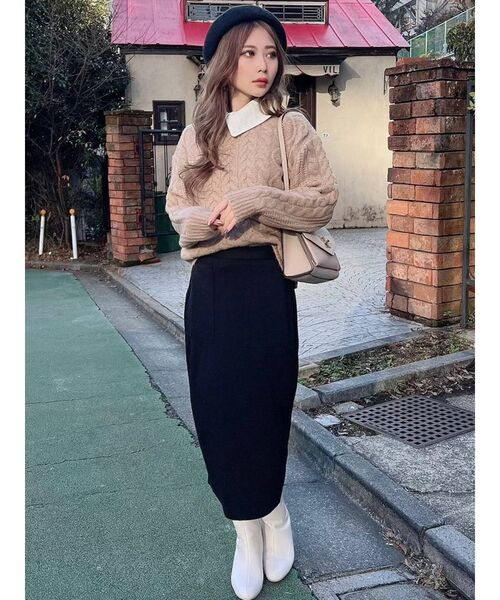 RESEXXY（リゼクシー）の「ハイネックケーブルニットトップス（ニット/セーター・レディース・ホワイト/ブラック/ベージュ・FREE）」の16枚目の写真