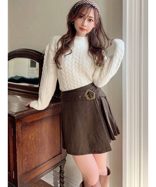 RESEXXY（リゼクシー）の「ハイネックケーブルニットトップス（ニット/セーター・レディース・ホワイト/ブラック/ベージュ・FREE）」の21枚目の写真