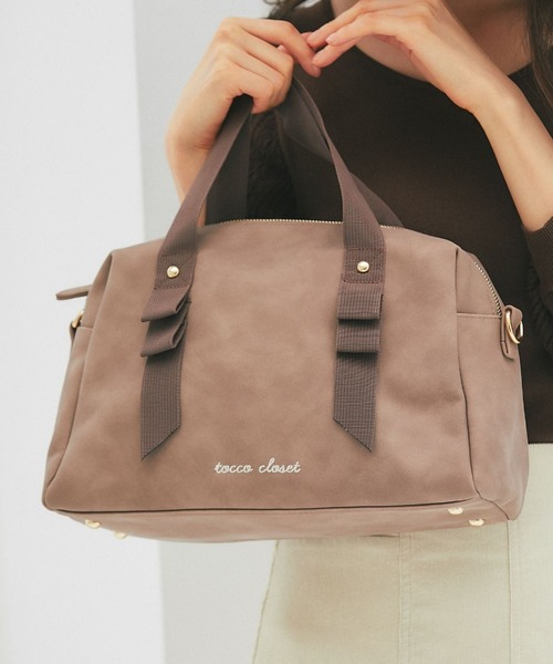 tocco closet(トッコ クローゼット)の「ショルダー付きtocco closet刺繍入り2WAYボストンバッグ(ボストンバッグ・レディース・ピンク/ブラウン・FREE)」の2枚目の写真