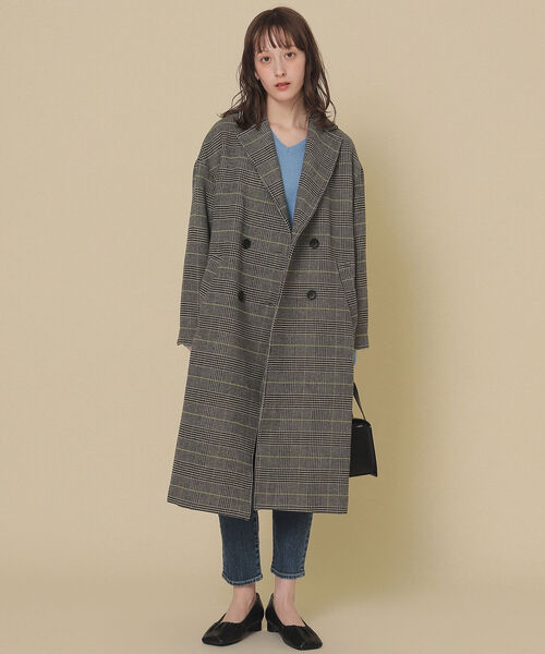 Ray BEAMS(レイビームス)の「Ray BEAMS / チェック ダブル チェスター コート(チェスターコート・レディース・ダークブラウン/グレー・1/0)」の4枚目の写真