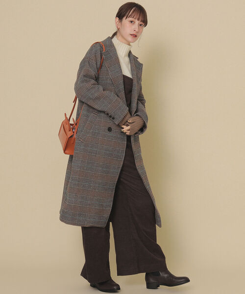 Ray BEAMS(レイビームス)の「Ray BEAMS / チェック ダブル チェスター コート(チェスターコート・レディース・ダークブラウン/グレー・1/0)」の6枚目の写真