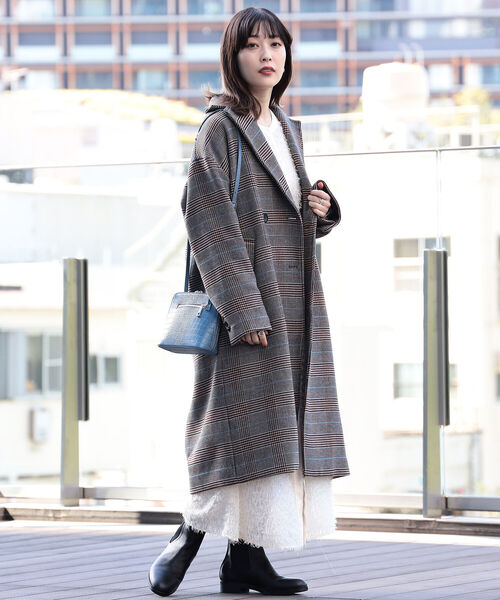 Ray BEAMS(レイビームス)の「Ray BEAMS / チェック ダブル チェスター コート(チェスターコート・レディース・ダークブラウン/グレー・1/0)」の10枚目の写真