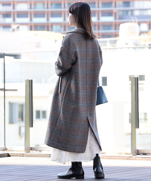Ray BEAMS(レイビームス)の「Ray BEAMS / チェック ダブル チェスター コート(チェスターコート・レディース・ダークブラウン/グレー・1/0)」の8枚目の写真