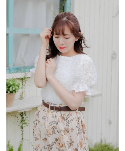 Areeam（アリーム）の「パールスクエアバックルベルト（ベルト・レディース・ベージュ/ブラウン・FREE）」の9枚目の写真