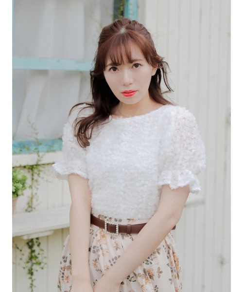 Areeam（アリーム）の「パールスクエアバックルベルト（ベルト・レディース・ベージュ/ブラウン・FREE）」の4枚目の写真