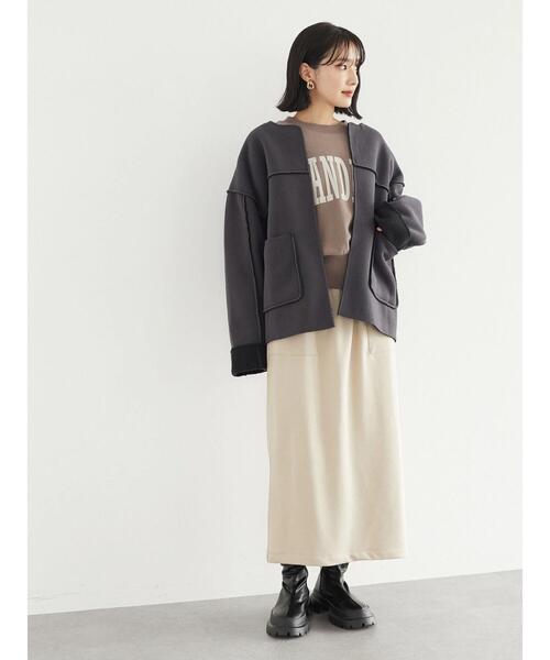 Green　Parks（グリーンパークス）の「裏毛タイトスカート＊（スカート・レディース・ブラック/ベージュ/ブラウン・FREE）」の13枚目の写真