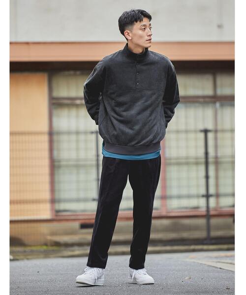 green label relaxing(グリーンレーベルリラクシング)の「<green label relaxing>スエードライク ボタンハイネック 長袖 スウェット(スウェット・メンズ・ダークグレー/ブラウン/ロイヤルブルー・S/M/L)」の5枚目の写真