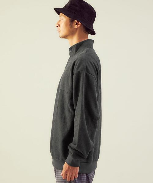 green label relaxing(グリーンレーベルリラクシング)の「<green label relaxing>スエードライク ボタンハイネック 長袖 スウェット(スウェット・メンズ・ダークグレー/ブラウン/ロイヤルブルー・S/M/L)」の8枚目の写真