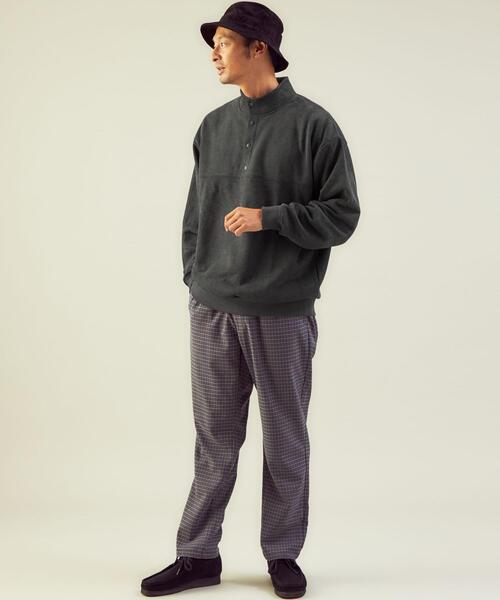 green label relaxing(グリーンレーベルリラクシング)の「<green label relaxing>スエードライク ボタンハイネック 長袖 スウェット(スウェット・メンズ・ダークグレー/ブラウン/ロイヤルブルー・S/M/L)」の11枚目の写真