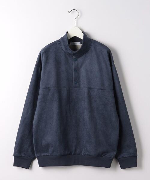 green label relaxing(グリーンレーベルリラクシング)の「<green label relaxing>スエードライク ボタンハイネック 長袖 スウェット(スウェット・メンズ・ダークグレー/ブラウン/ロイヤルブルー・S/M/L)」の12枚目の写真