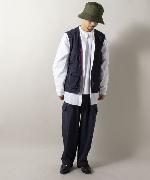 GLOSTER（グロスター）の「【RIP-STOP/リップストップ生地使用】【GLOSTER/グロスター】CAMP VEST キャンプベスト（ベスト・メンズ・ネイビー/ブラック・MEDIUM/LARGE）」の3枚目の写真