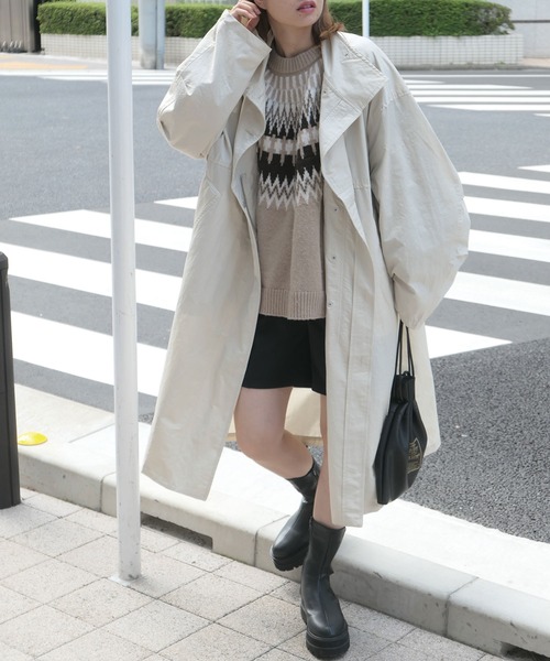 CORNERS（コーナーズ）の「ウェザークロスミリタリーオーバーコート（ミリタリージャケット・レディース・ブラック/ベージュ/カーキ/ベージュ系その他・M）」の3枚目の写真