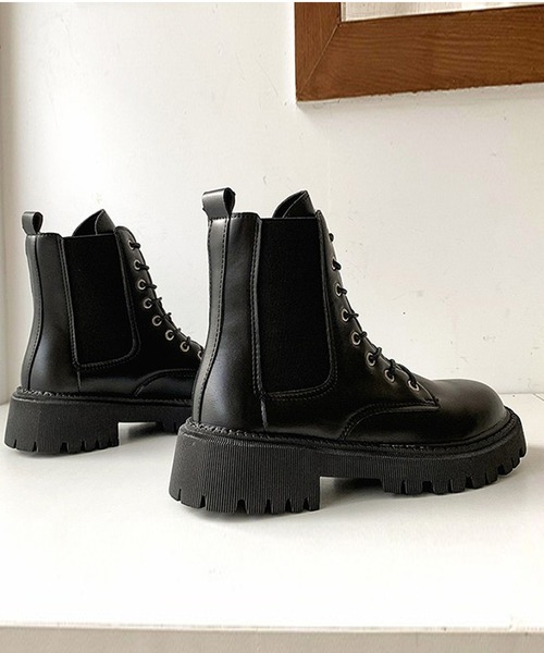 ANOTHER S（アナザーエス）の「トラックソールレイスアップサイドゴアブーツ（ブーツ・レディース・ブラック・40/38/39/37）」の5枚目の写真