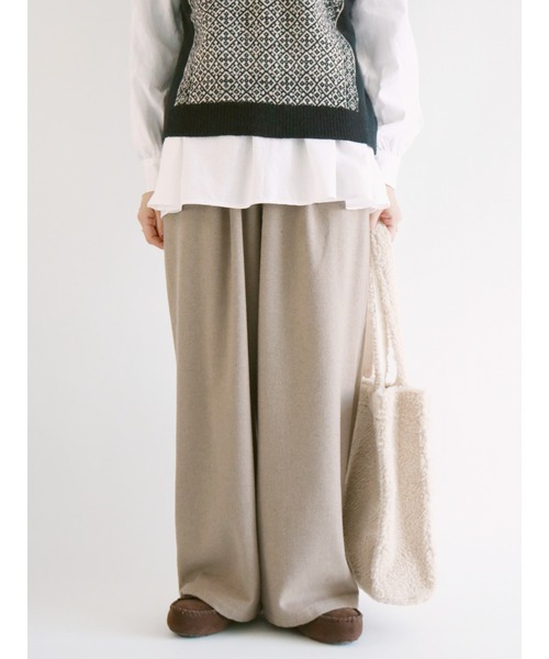 Samansa Mos2（サマンサ モスモス）の「ウール混起毛ストレートパンツ（その他パンツ・レディース・モカ/ネイビー/ベージュ/チャコール・ﾌﾘ-）」の4枚目の写真