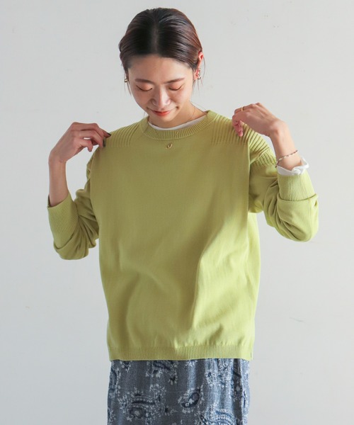 NOMBRE IMPAIR(ノンブルアンペール)の「強撚コットン ワイドニット(ニット/セーター・レディース・サックスブルー/ライトグリーン/グリーン/ブルー/オレンジ・FREE)」の3枚目の写真