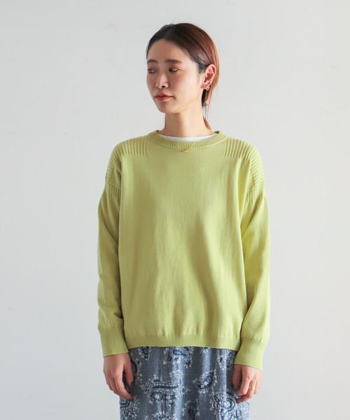 NOMBRE IMPAIR(ノンブルアンペール)の「強撚コットン ワイドニット(ニット/セーター・レディース・サックスブルー/ライトグリーン/グリーン/ブルー/オレンジ・FREE)」の15枚目の写真