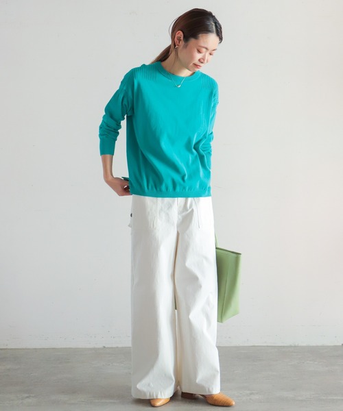 NOMBRE IMPAIR(ノンブルアンペール)の「強撚コットン ワイドニット(ニット/セーター・レディース・サックスブルー/ライトグリーン/グリーン/ブルー/オレンジ・FREE)」の6枚目の写真