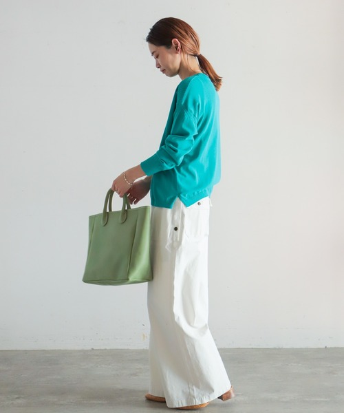 NOMBRE IMPAIR(ノンブルアンペール)の「強撚コットン ワイドニット(ニット/セーター・レディース・サックスブルー/ライトグリーン/グリーン/ブルー/オレンジ・FREE)」の8枚目の写真