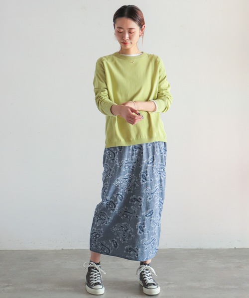 NOMBRE IMPAIR(ノンブルアンペール)の「強撚コットン ワイドニット(ニット/セーター・レディース・サックスブルー/ライトグリーン/グリーン/ブルー/オレンジ・FREE)」の10枚目の写真