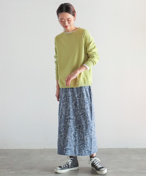 NOMBRE IMPAIR(ノンブルアンペール)の「強撚コットン ワイドニット(ニット/セーター・レディース・サックスブルー/ライトグリーン/グリーン/ブルー/オレンジ・FREE)」の14枚目の写真