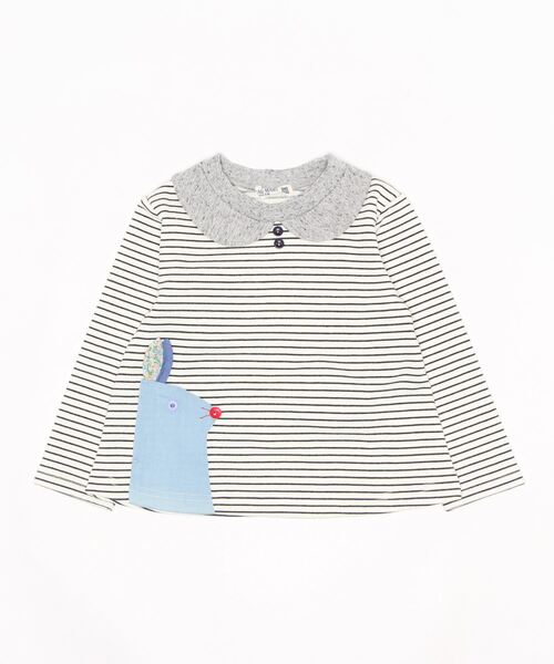 RAGMART（ラグマート）の「ボーダーAライントレーナー（Tシャツ/カットソー・キッズ・オフホワイト/ネイビー/ピンク・110cm/120cm/100cm/130cm）」の7枚目の写真