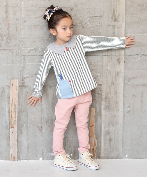 RAGMART（ラグマート）の「ボーダーAライントレーナー（Tシャツ/カットソー・キッズ・オフホワイト/ネイビー/ピンク・110cm/120cm/100cm/130cm）」の15枚目の写真