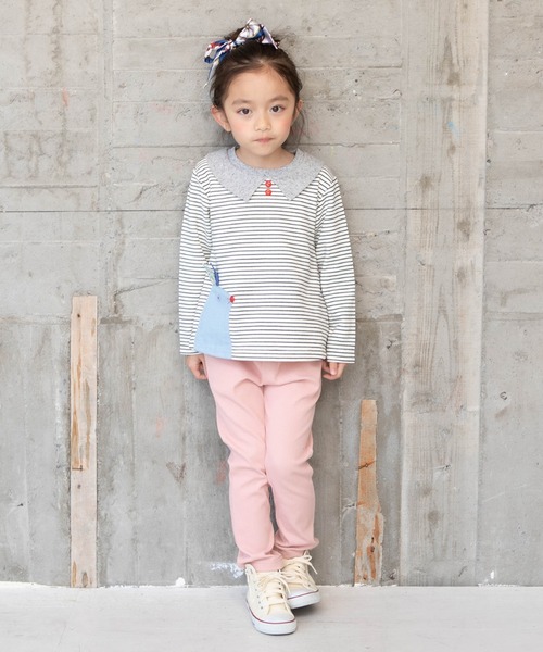 RAGMART（ラグマート）の「ボーダーAライントレーナー（Tシャツ/カットソー・キッズ・オフホワイト/ネイビー/ピンク・110cm/120cm/100cm/130cm）」の14枚目の写真