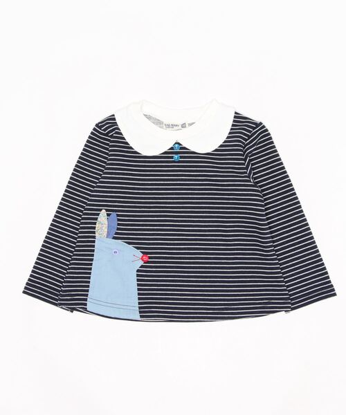 RAGMART（ラグマート）の「ボーダーAライントレーナー（Tシャツ/カットソー・キッズ・オフホワイト/ネイビー/ピンク・110cm/120cm/100cm/130cm）」の6枚目の写真