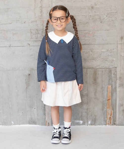 RAGMART（ラグマート）の「ボーダーAライントレーナー（Tシャツ/カットソー・キッズ・オフホワイト/ネイビー/ピンク・110cm/120cm/100cm/130cm）」の13枚目の写真