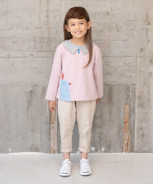 RAGMART（ラグマート）の「ボーダーAライントレーナー（Tシャツ/カットソー・キッズ・オフホワイト/ネイビー/ピンク・110cm/120cm/100cm/130cm）」の10枚目の写真