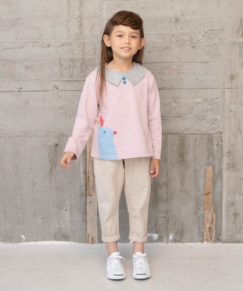 RAGMART（ラグマート）の「ボーダーAライントレーナー（Tシャツ/カットソー・キッズ・オフホワイト/ネイビー/ピンク・110cm/120cm/100cm/130cm）」の9枚目の写真